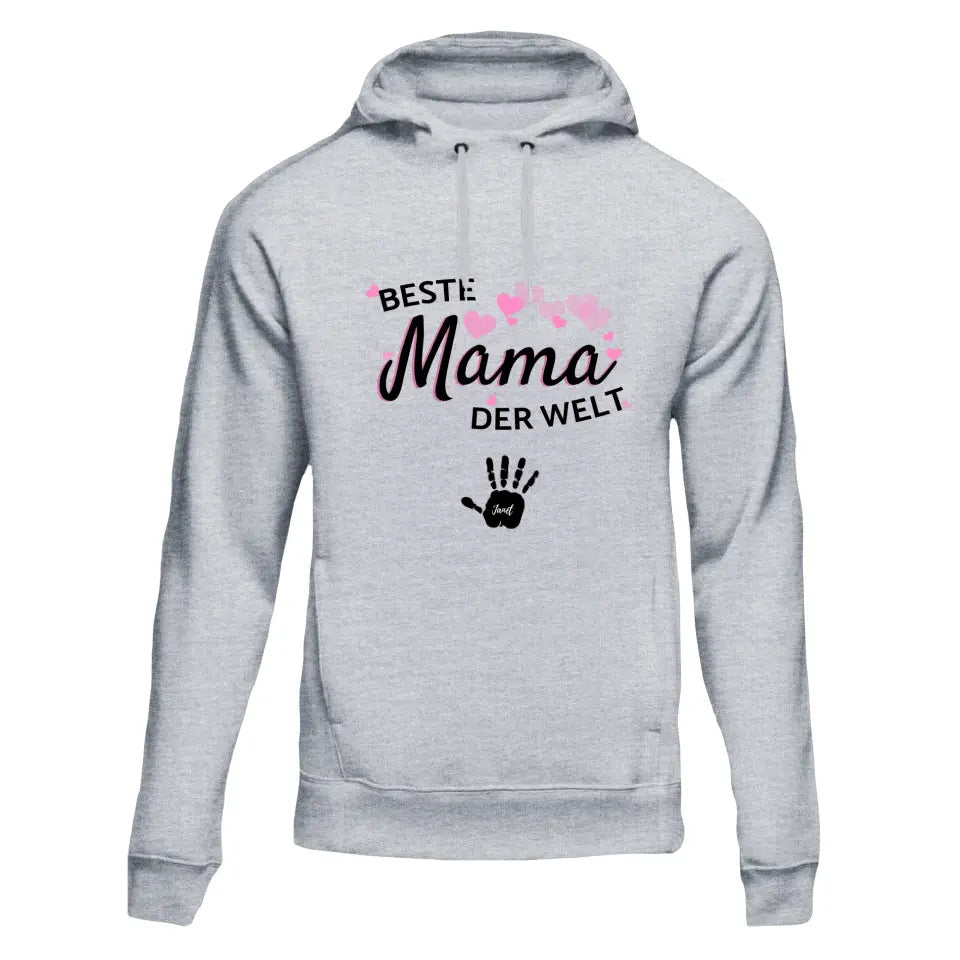 Beste Mama der Welt "Handabdruck" - Personalisierter Hoodie