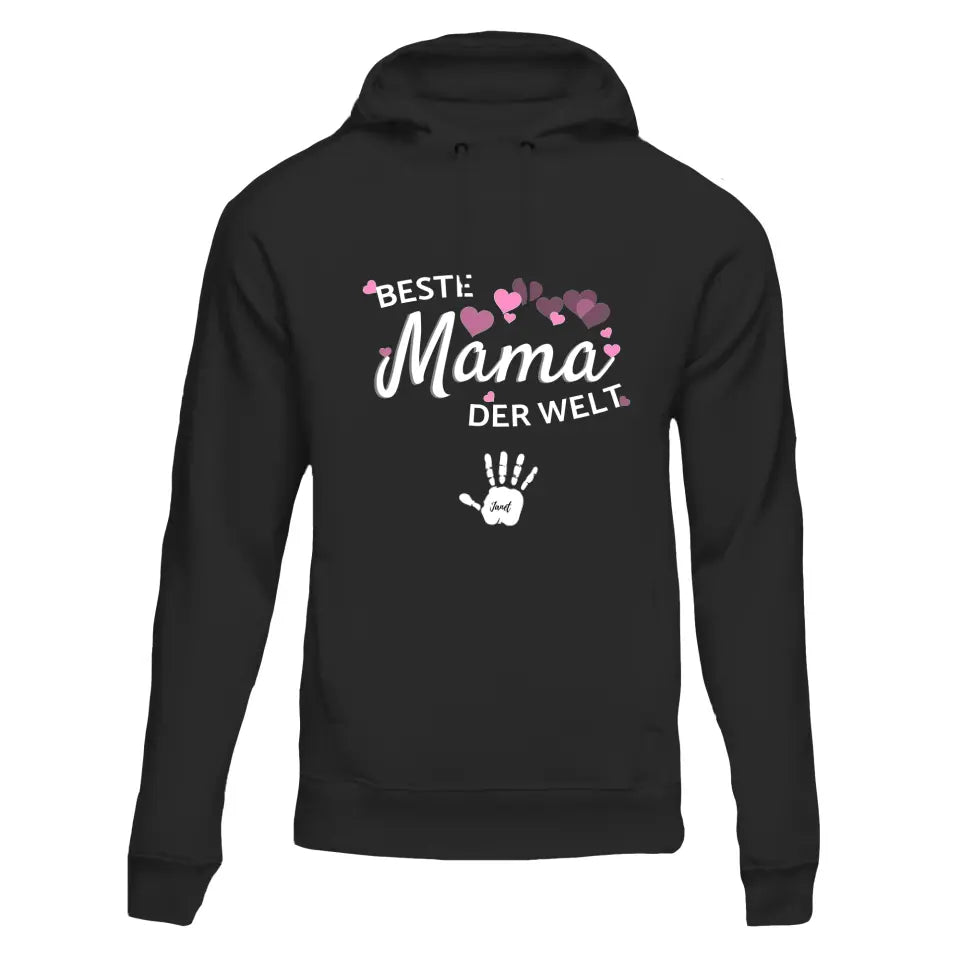 Beste Mama der Welt "Handabdruck" - Personalisierter Hoodie