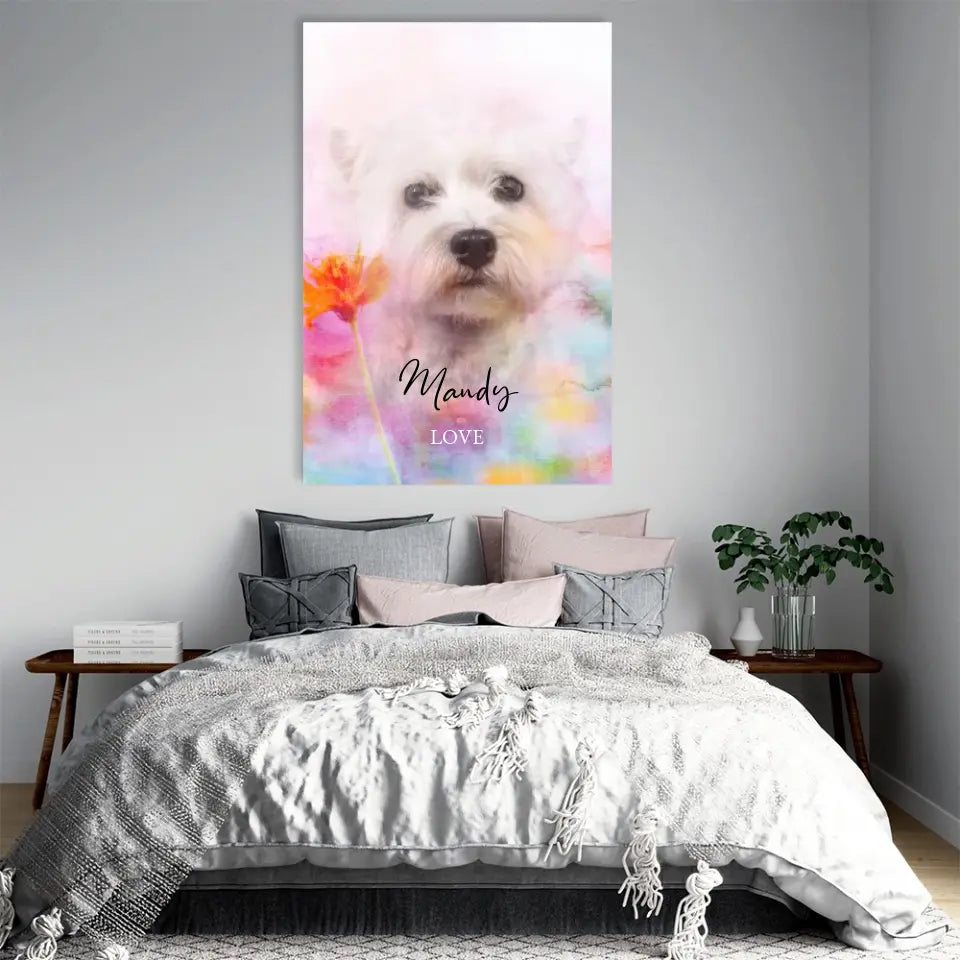Hundeportrait Aquarell - Personalisierte Leinwand