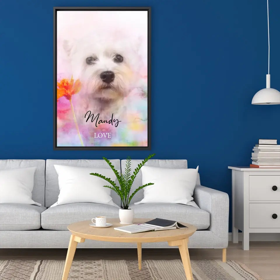 Hundeportrait Aquarell - Personalisierte Leinwand