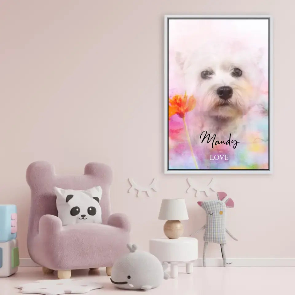 Portrait de chien - toile aquarelle