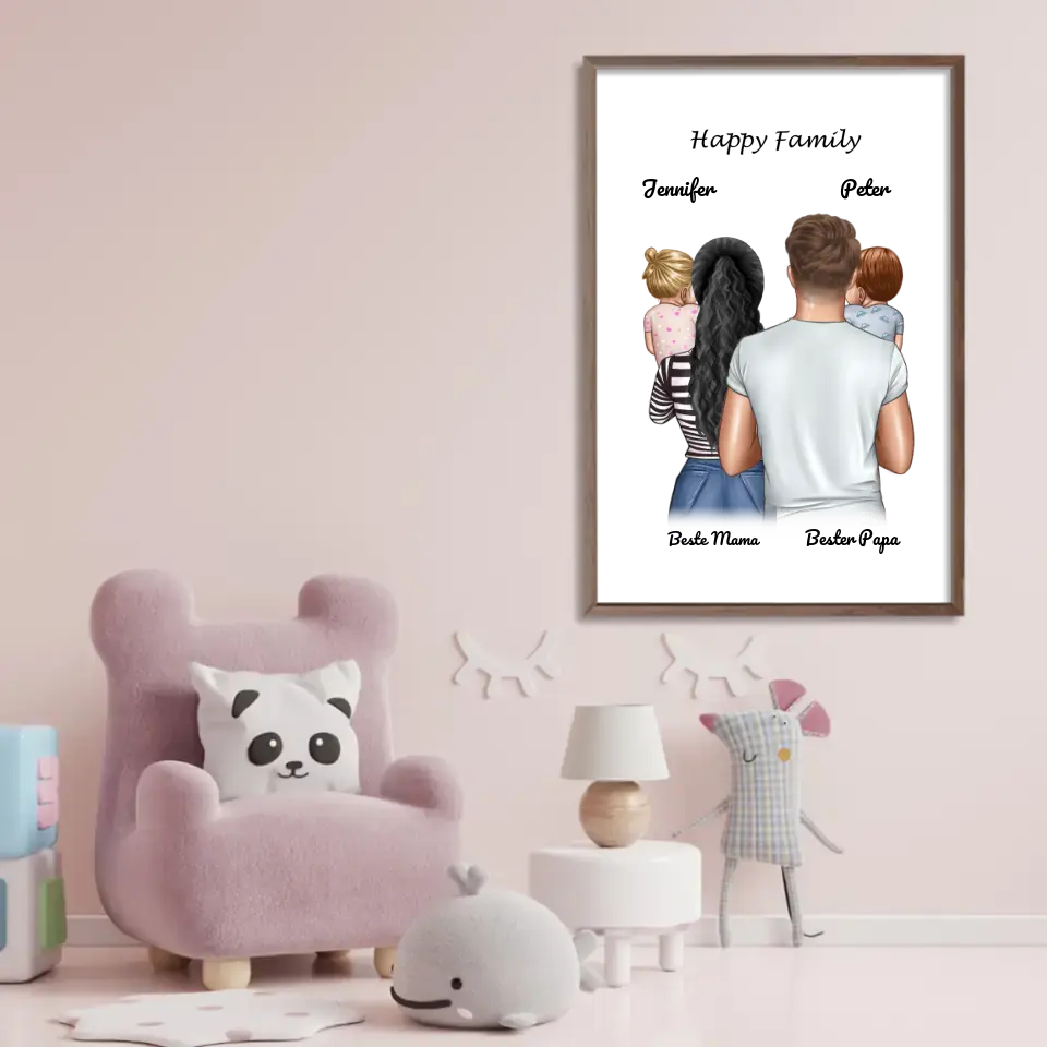 Personalisiertes Poster - Mama Papa (1-4 Kinder)