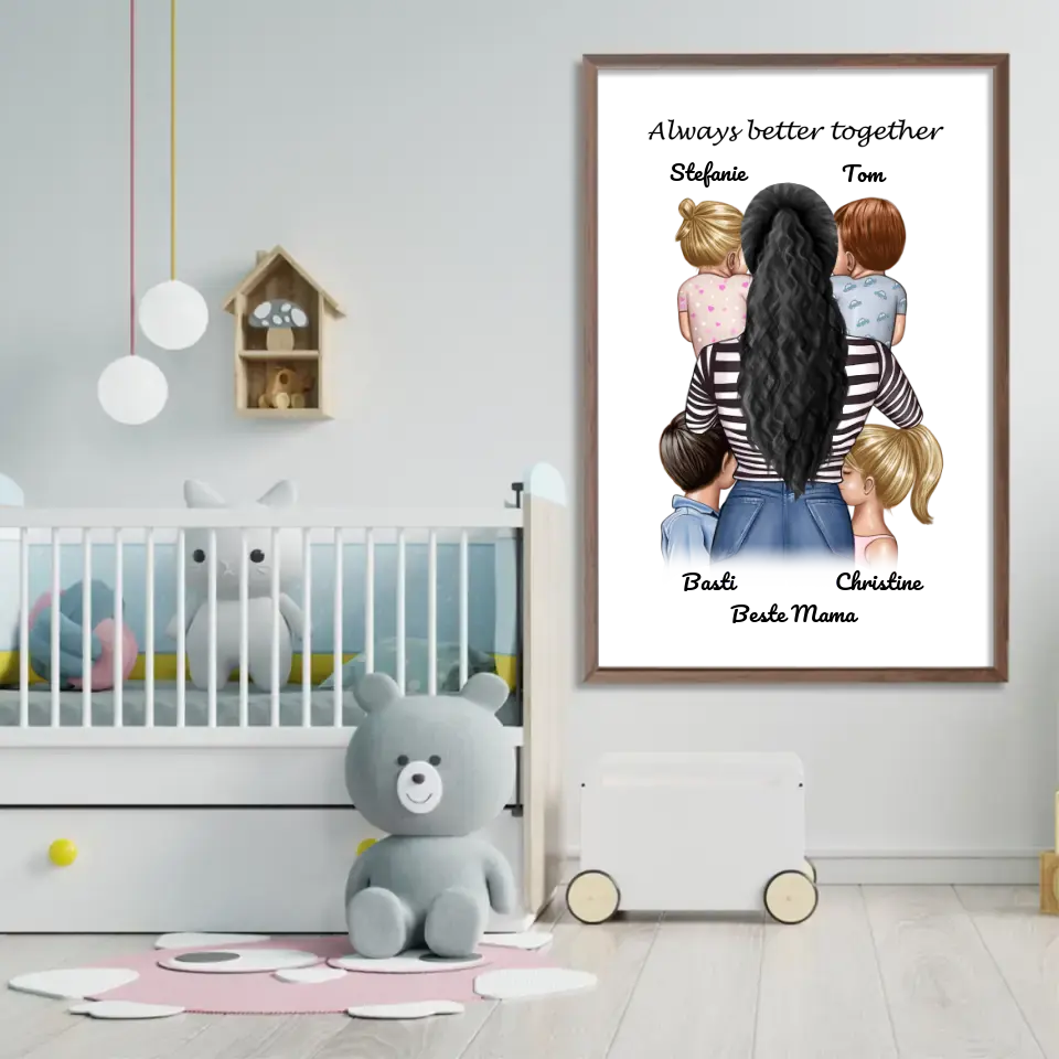 Affiche personnalisée - meilleure maman (1-4 enfants)