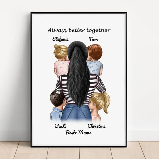 Personalisiertes Poster - Beste Mama (1-4 Kinder)