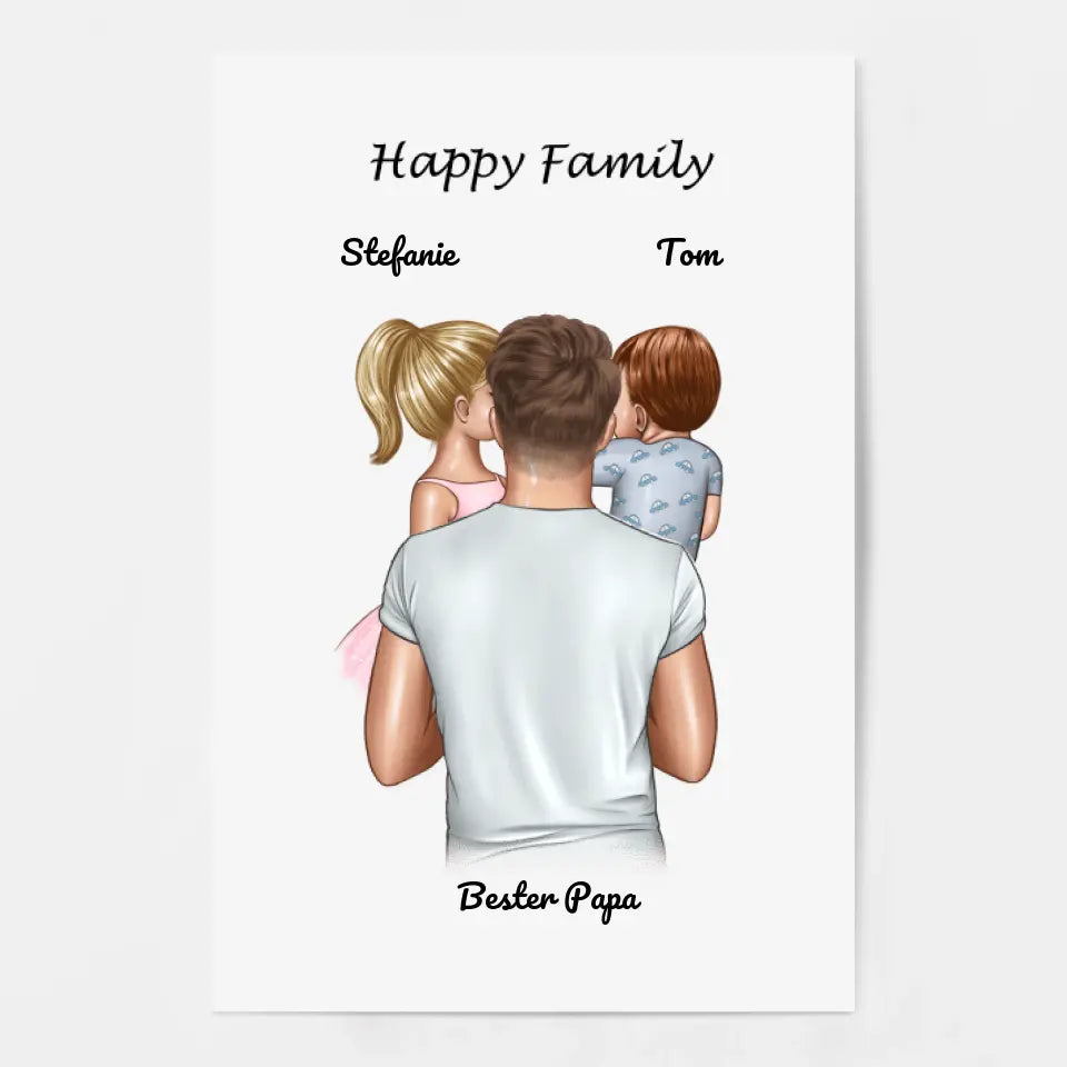 Personalisiertes Poster - Bester Papa (1-4 Kinder)