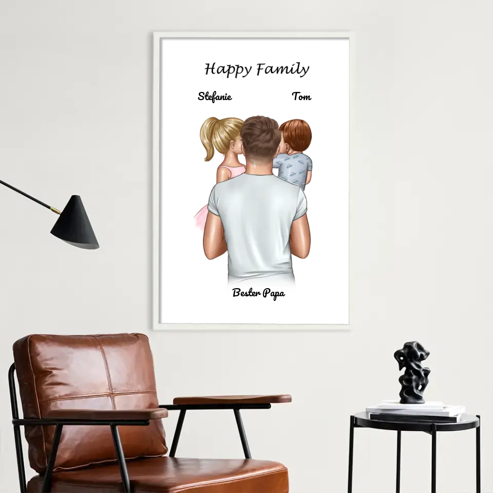 Personalisiertes Poster - Bester Papa (1-4 Kinder)