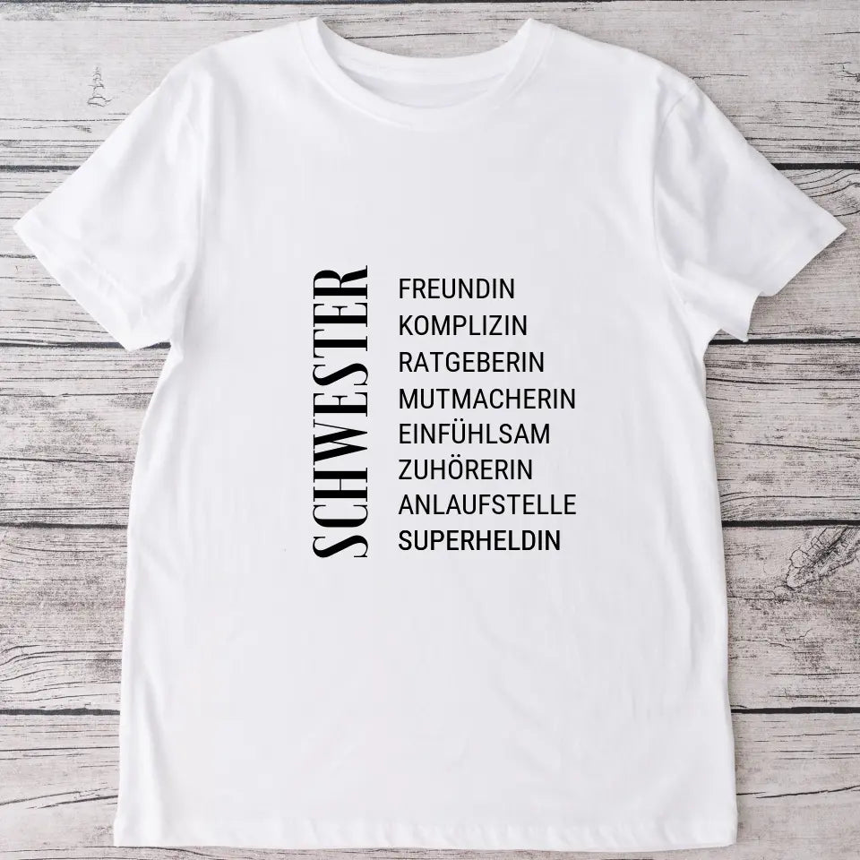 Lieblingsmensch Schwester - Personalisiertes T-Shirt