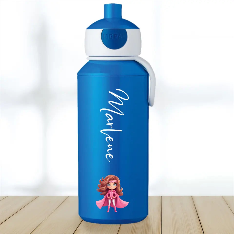 Superheldin - personalisierte Trinkflasche für Kinder