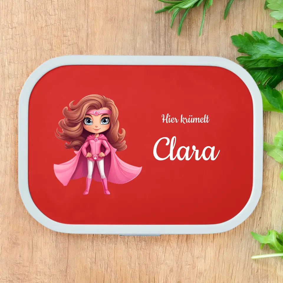 Superheldin Lunchbox - Personalisierte Brotdose für Kinder