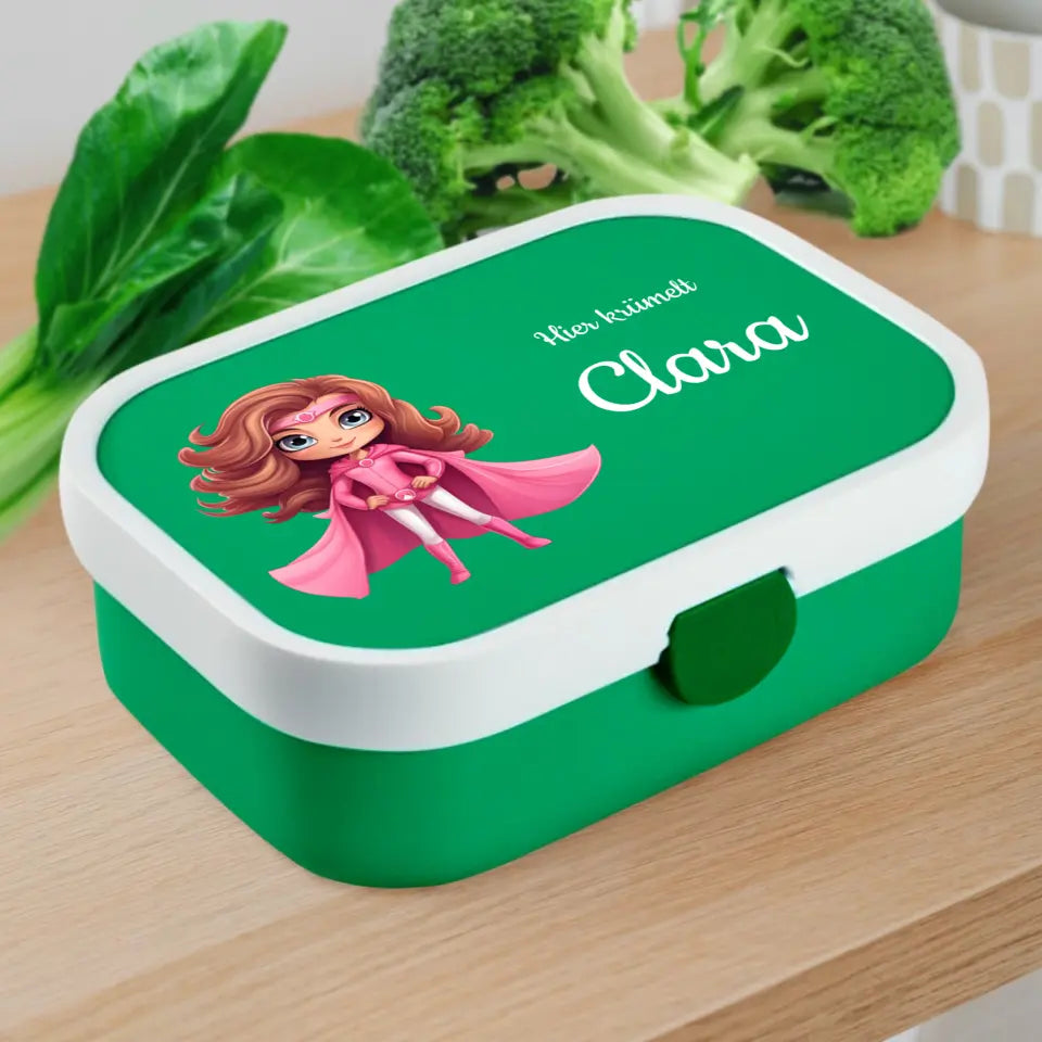 Superheldin Lunchbox - Personalisierte Brotdose für Kinder