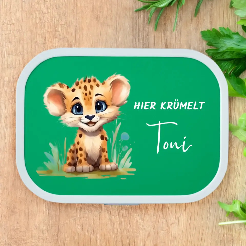 Dschungeltiere Lunchbox -  Personalisierte Brotdose für Kinder