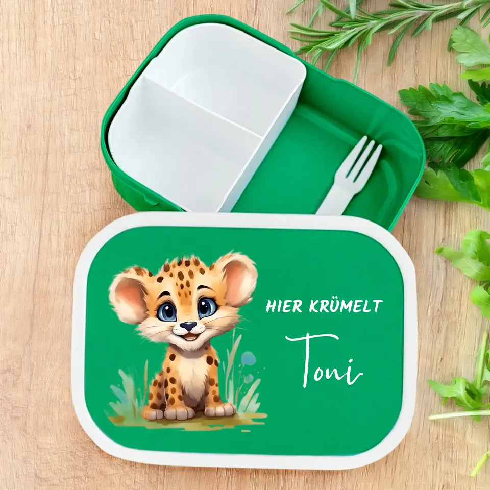 Dschungeltiere Lunchbox -  Personalisierte Brotdose für Kinder