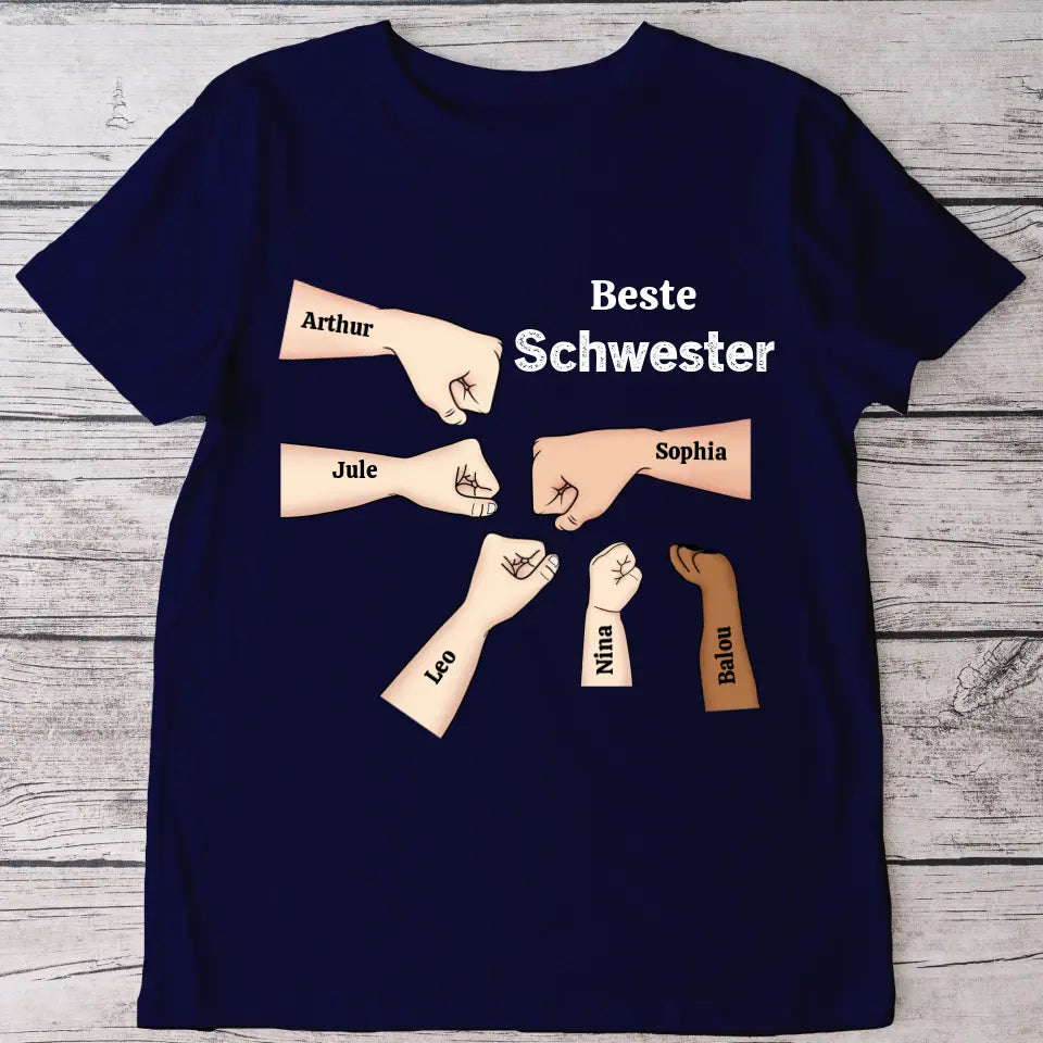 Beste Schwester Faustcheck - Personalisiertes T-Shirt