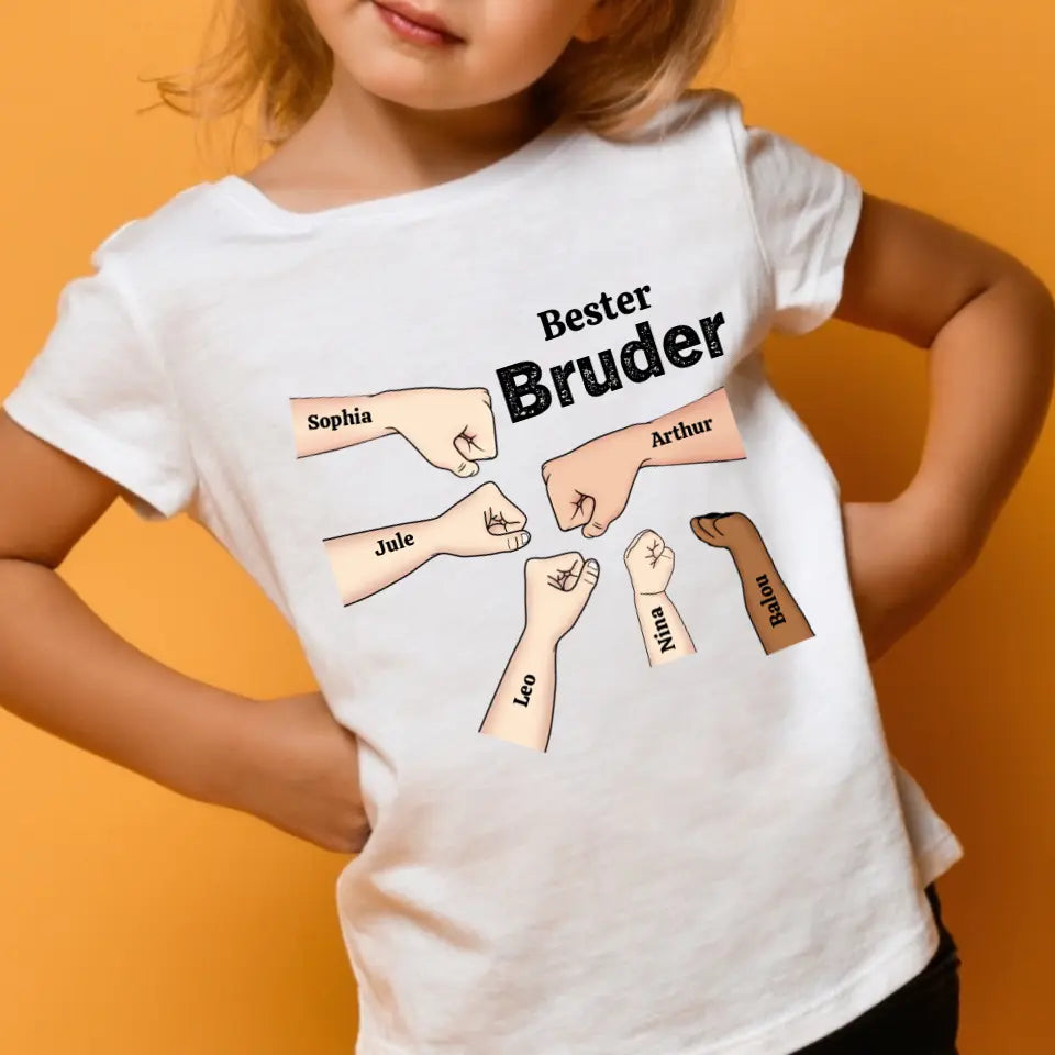 Bester Bruder Faustcheck - Personalisiertes Kinder T-Shirt
