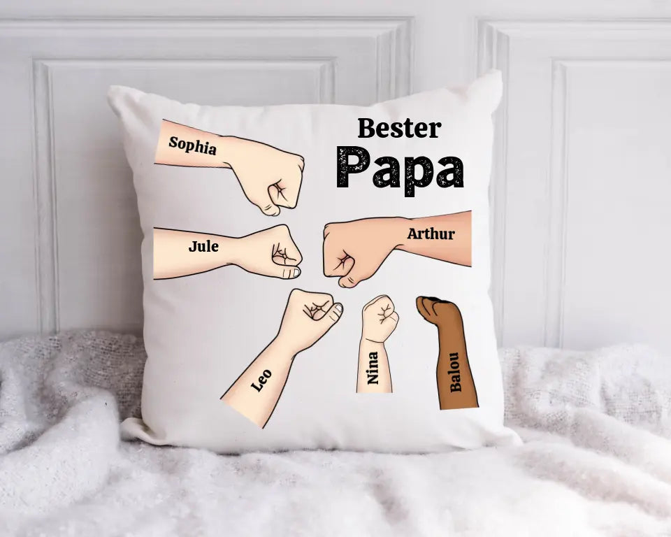 Bester Papa Faustcheck -  Personalisiertes Kissen