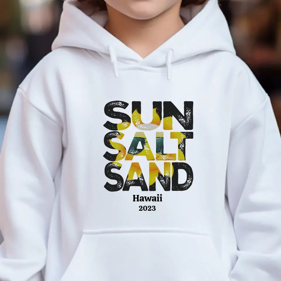 Sun Salt Sand - Personalisierter Kinder Hoodie