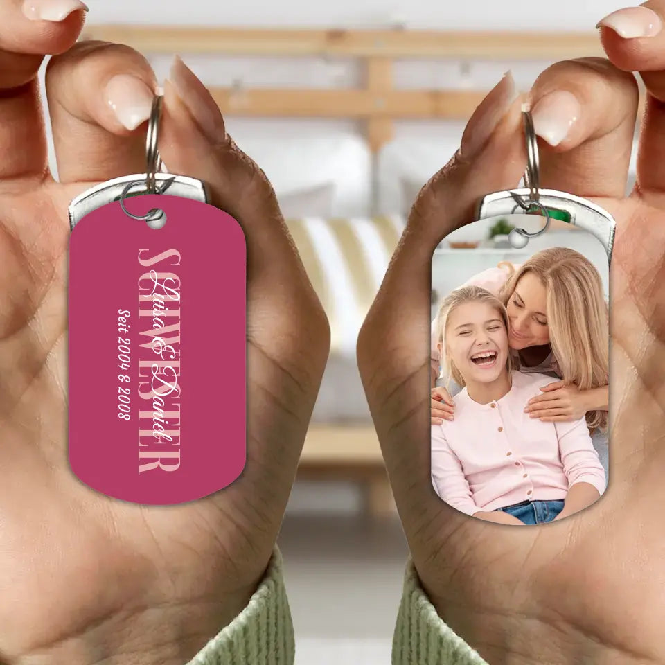 Herzensmenschen Schwester - Personalisierter Schlüsselanhänger