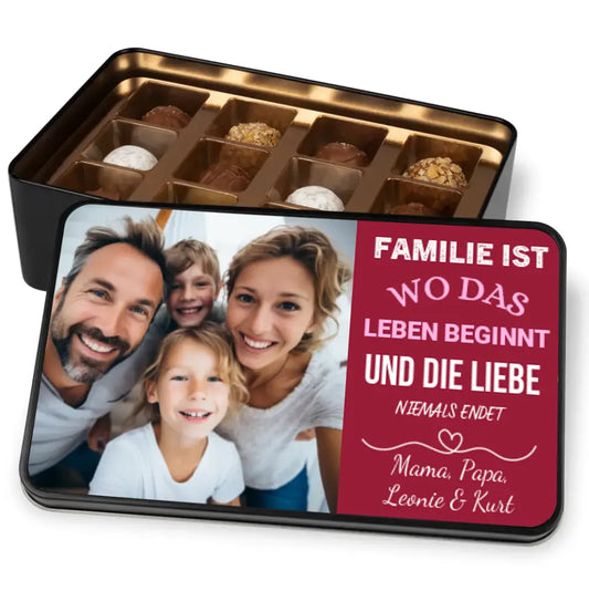 Coffret chocolat avec photo famille - Coffret chocolat personnalisé