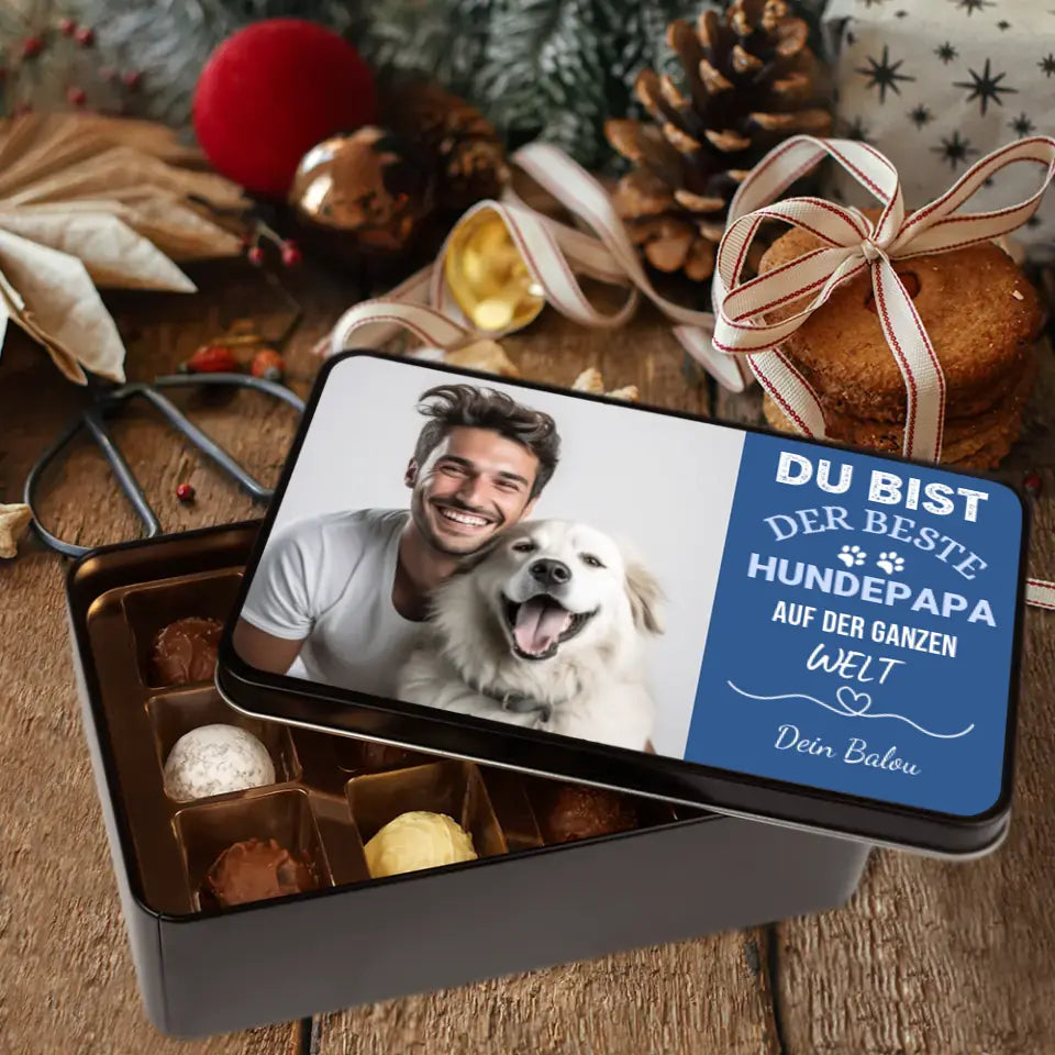 Pralinendose mit Foto Hundepapa - Personalisierte Pralinendose