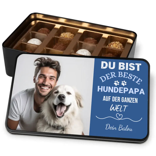 Coffret chocolats avec photo papa chien - Coffret chocolats personnalisé