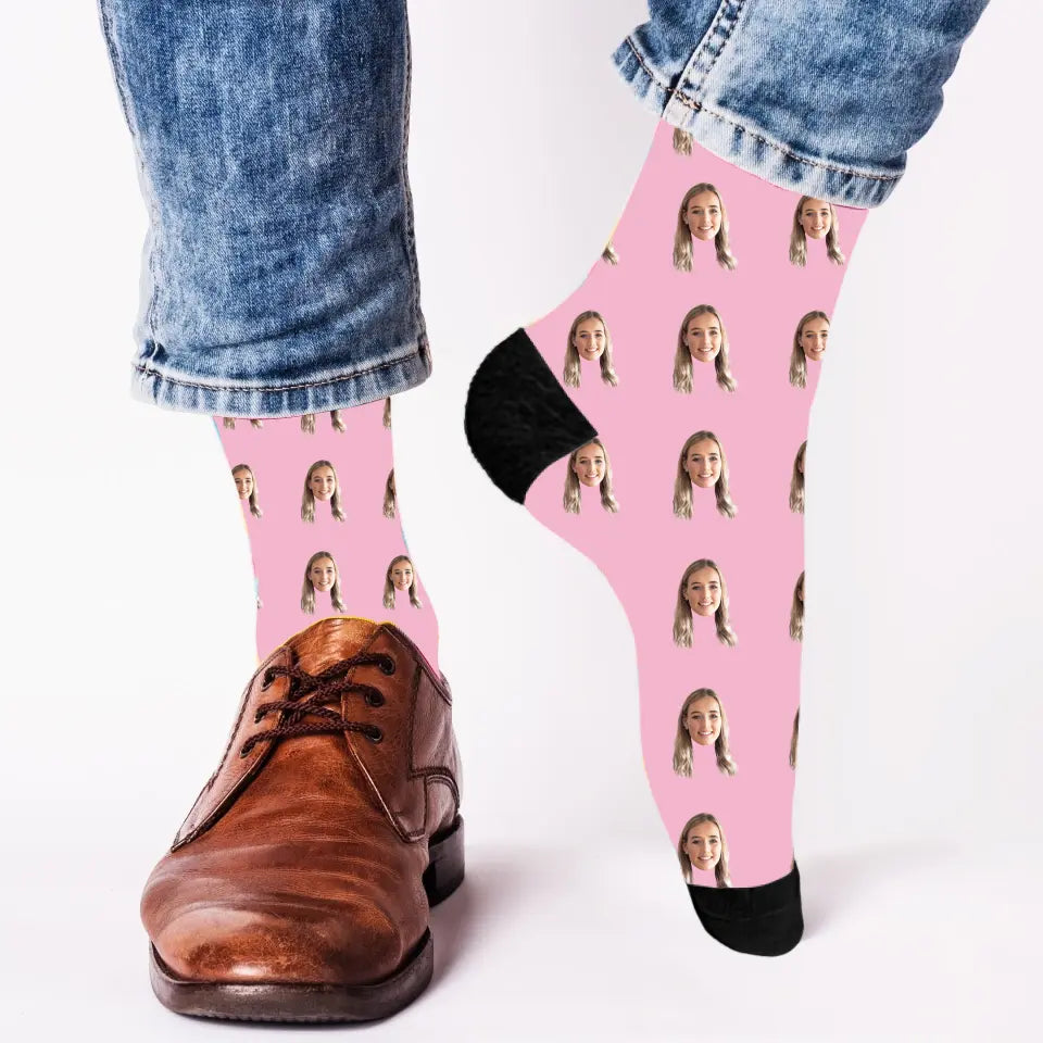 Dein Gesicht auf Socken Schwester - Personalisierte Socken