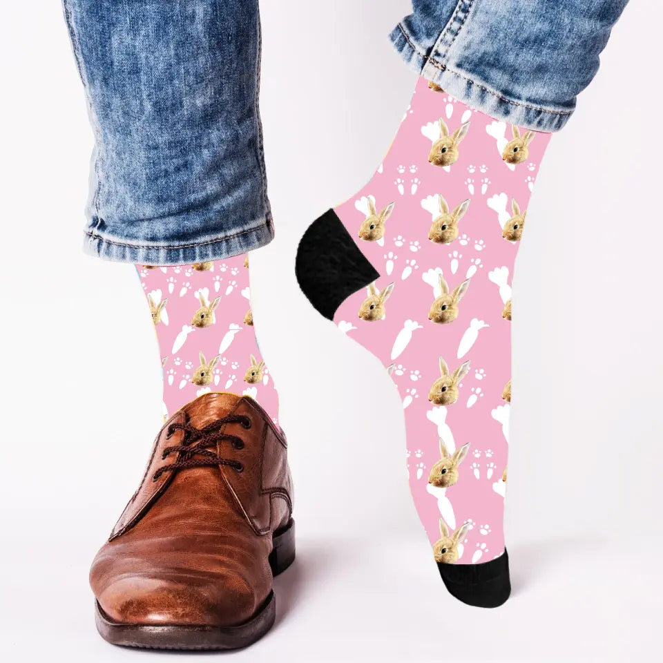 Dein Tier auf Socken Hase - Personalisierte Socken