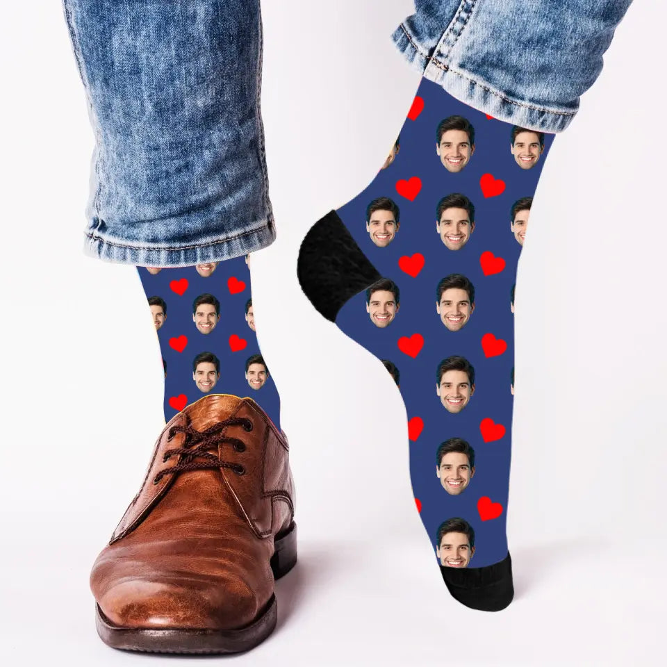 Dein Gesicht auf Socken Herz Edition - Personalisierte Socken
