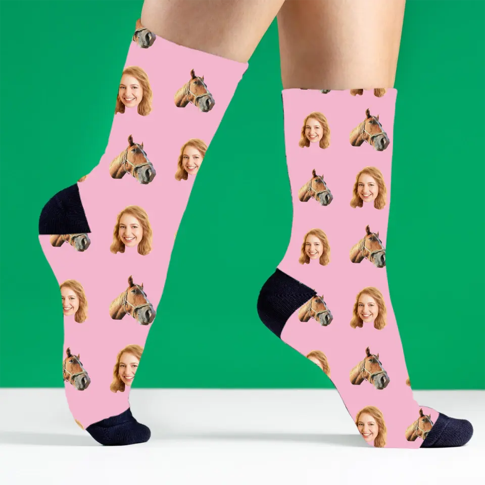 Dein Gesicht auf Socken "Pferdeliebe" - Personalisierte Socken