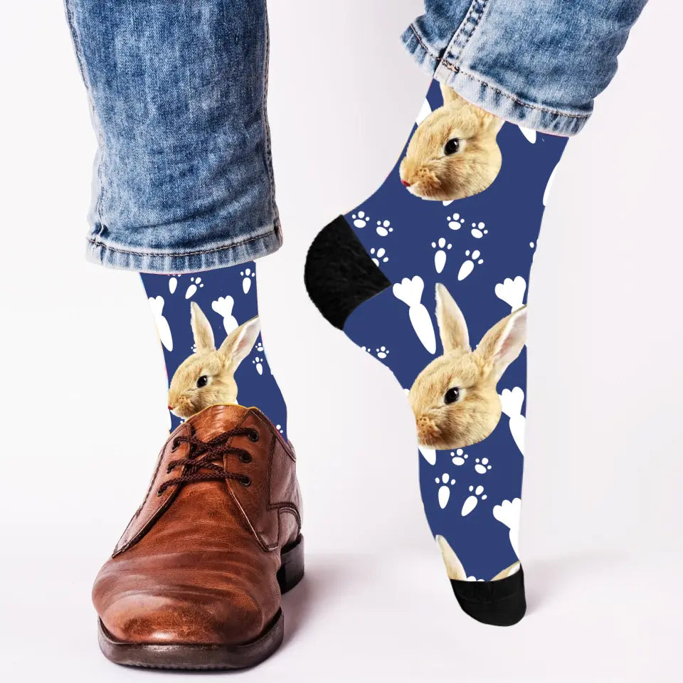 Dein Tier auf Socken "Hasengesicht" - Personalisierte Socken