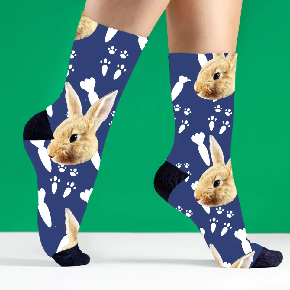 Dein Tier auf Socken "Hasengesicht" - Personalisierte Socken