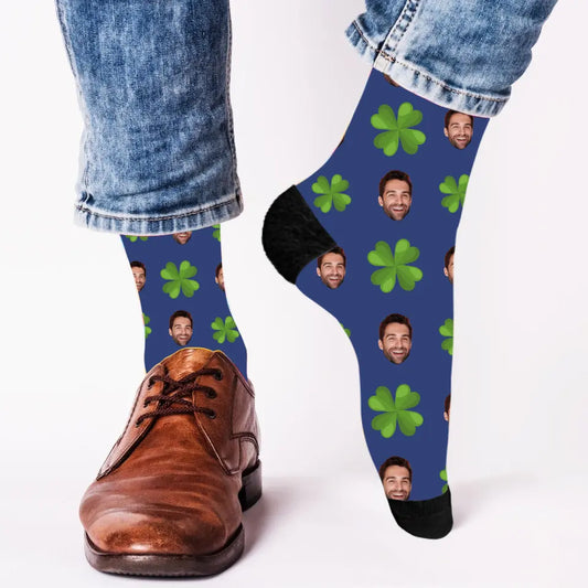 Dein Gesicht auf Socken "Kleeblatt" - Personalisierte Socken