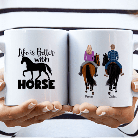 Pferde Tasse (Reiterin & Reiter)