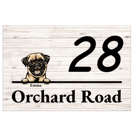 Personalised Door Sign with Dog (1-4 Dogs) - Wooden Look
