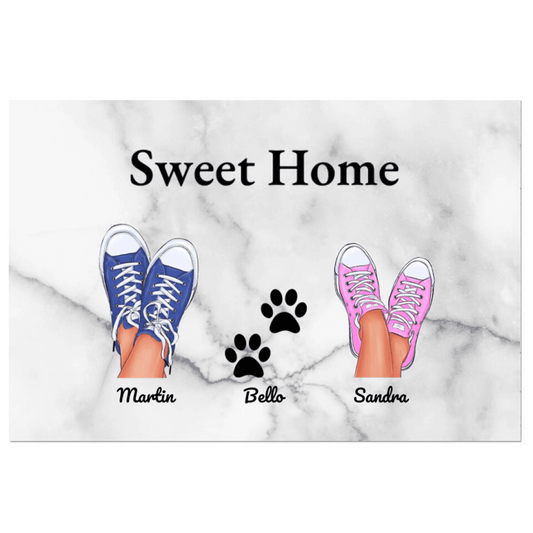 Personalized Door Sign - Family with Pet (1-5 pets/persons)