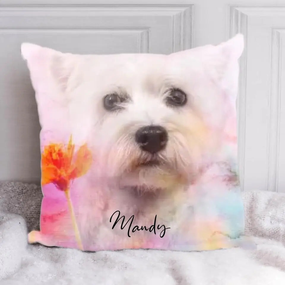 Watercolor Dog Portrait - Personalized Pillow