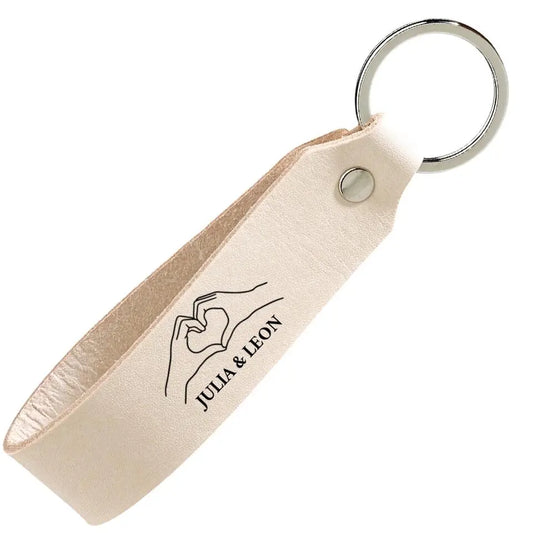 Personalized Keychain Genuine Leather - Couple