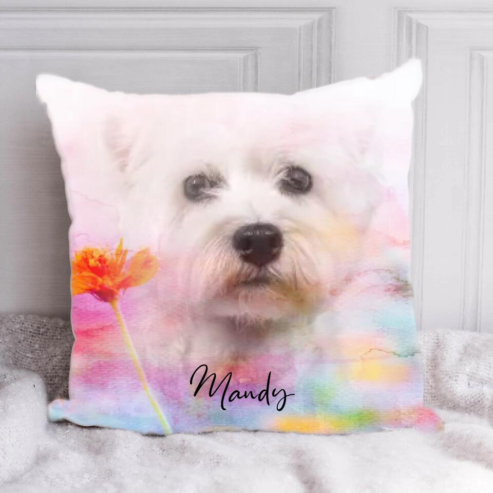 Watercolor Dog Portrait - Personalized Pillow