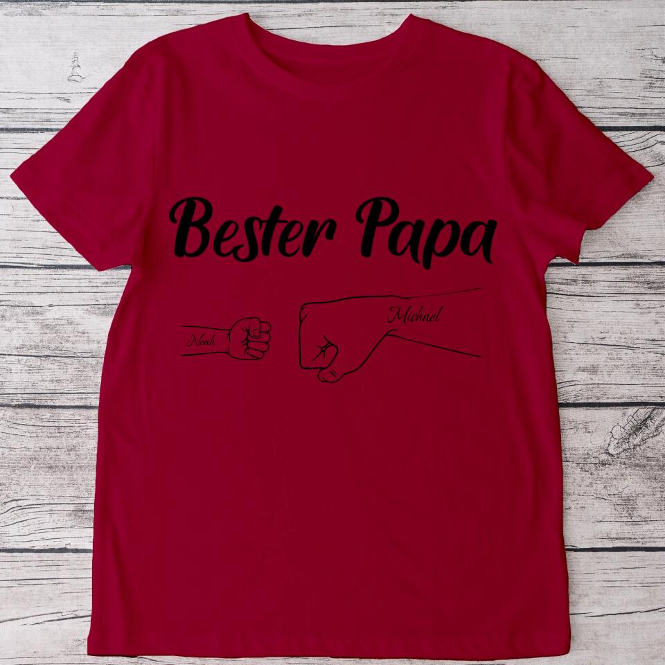Bester Papa "Fäuste" - Personalisiertes T-Shirt