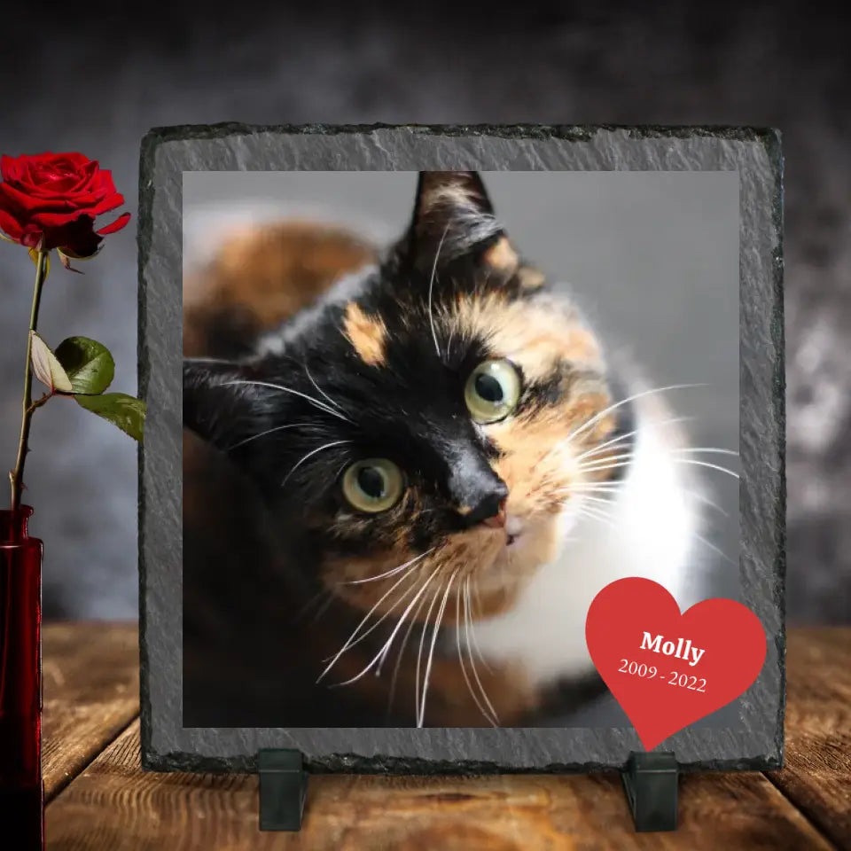 Katzenliebe - Personalisierte Schieferplatte