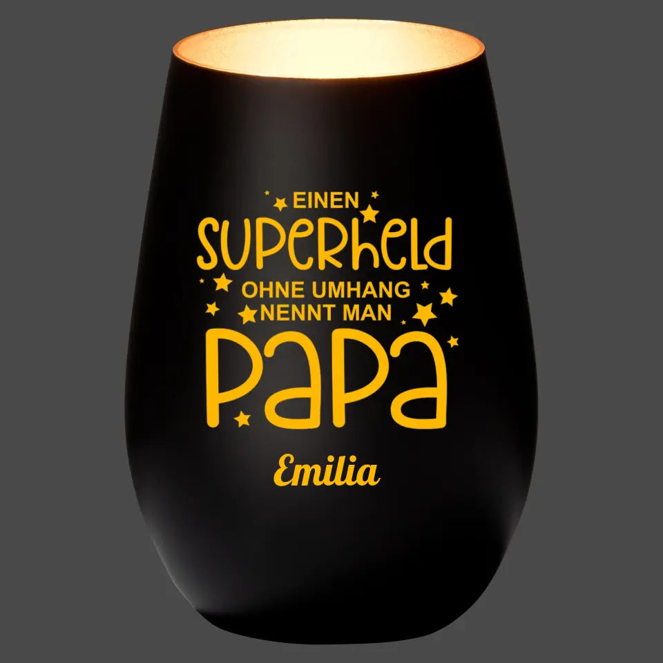 Papa Superheld - Personalisiertes Windlicht