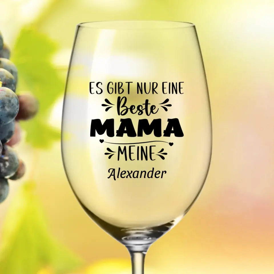 Beste Mama meine - Personalisiertes Weinglas