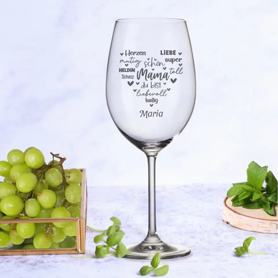 Mama Herz - Personalisiertes Weinglas