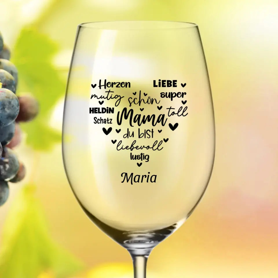 Mama Herz - Personalisiertes Weinglas