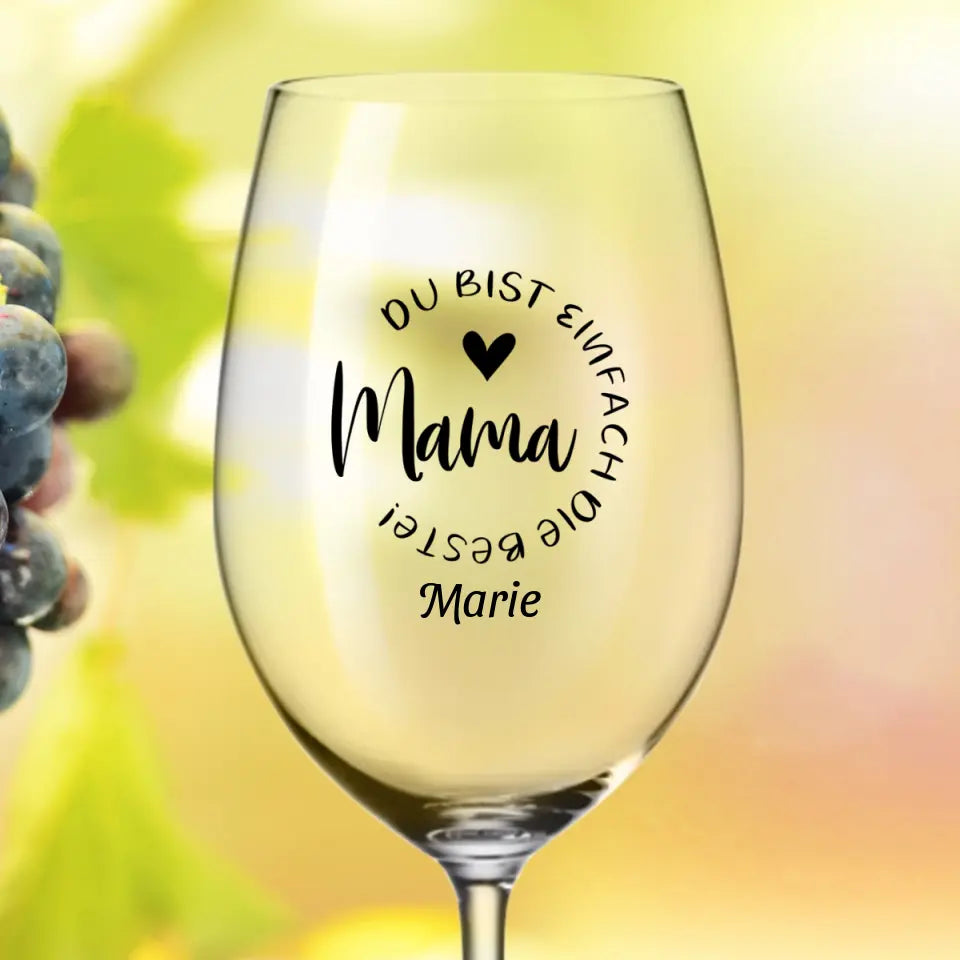 Beste Mama Kreis - Personalisiertes Weinglas