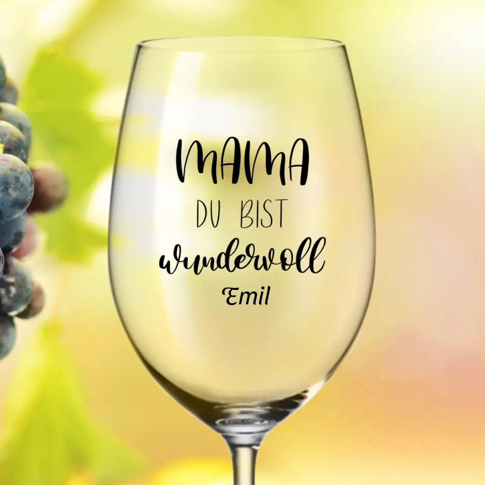 Wundervolle Mama - Personalisiertes Weinglas
