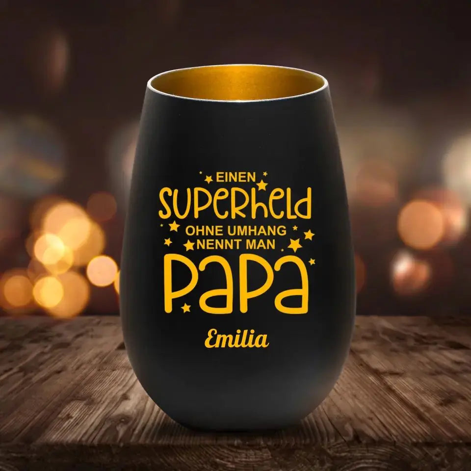Papa Superheld - Personalisiertes Windlicht