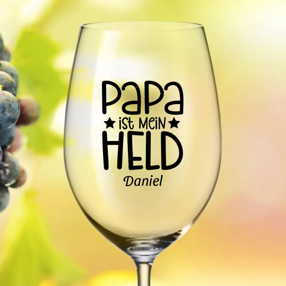 Papa Glück ist - Personalisiertes Weinglas