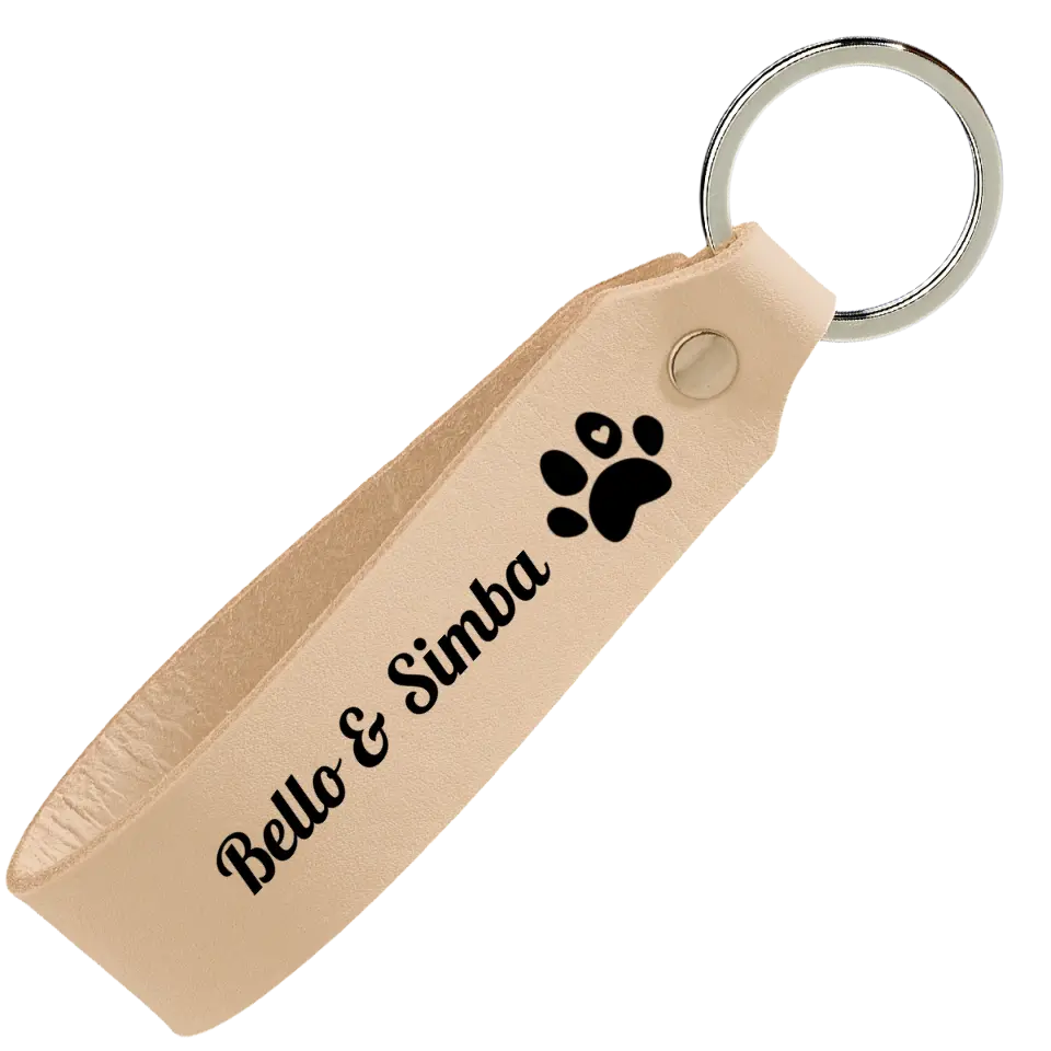 Personalisierter Schlüsselanhänger Echtleder - Pfoten Hund Katze